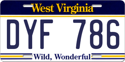 WV license plate DYF786