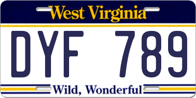WV license plate DYF789
