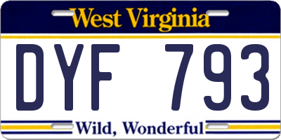 WV license plate DYF793