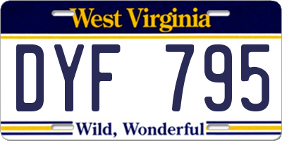 WV license plate DYF795