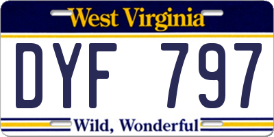WV license plate DYF797
