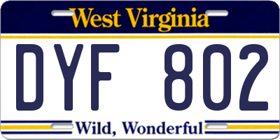 WV license plate DYF802