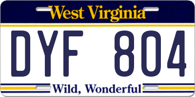 WV license plate DYF804
