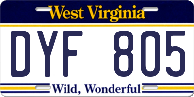 WV license plate DYF805