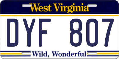 WV license plate DYF807