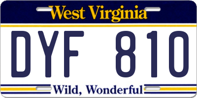 WV license plate DYF810