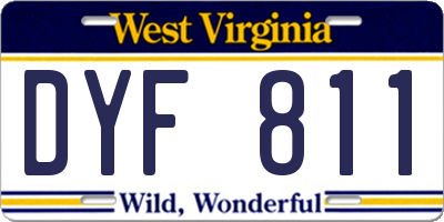 WV license plate DYF811