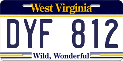 WV license plate DYF812