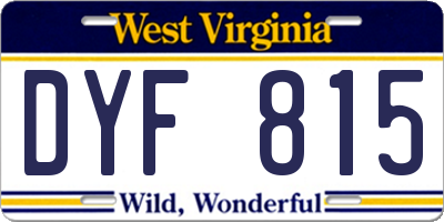 WV license plate DYF815