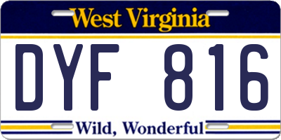 WV license plate DYF816