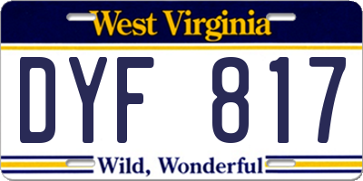 WV license plate DYF817