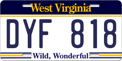 WV license plate DYF818