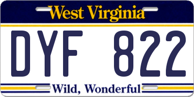 WV license plate DYF822