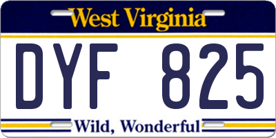 WV license plate DYF825