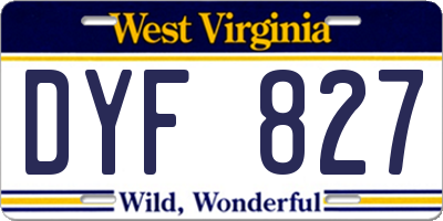 WV license plate DYF827