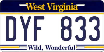 WV license plate DYF833