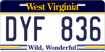 WV license plate DYF836