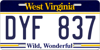 WV license plate DYF837