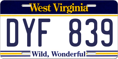 WV license plate DYF839