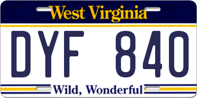 WV license plate DYF840