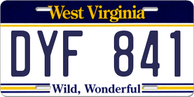 WV license plate DYF841