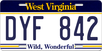WV license plate DYF842