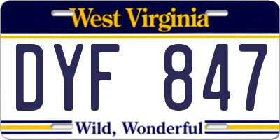 WV license plate DYF847
