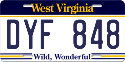 WV license plate DYF848
