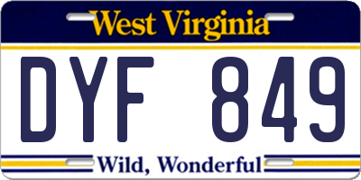WV license plate DYF849