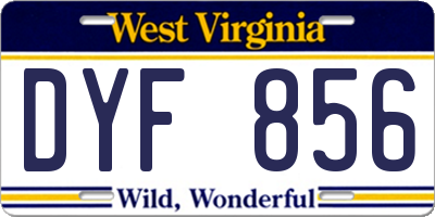 WV license plate DYF856