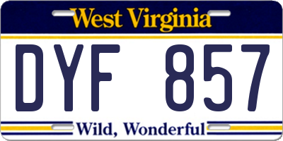 WV license plate DYF857