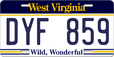 WV license plate DYF859