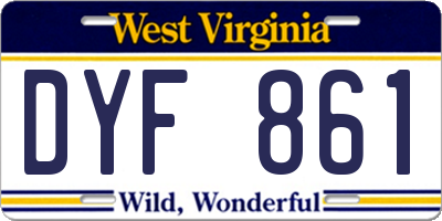 WV license plate DYF861