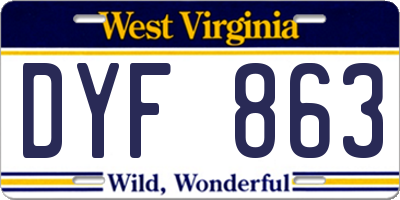 WV license plate DYF863