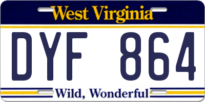 WV license plate DYF864