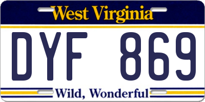 WV license plate DYF869