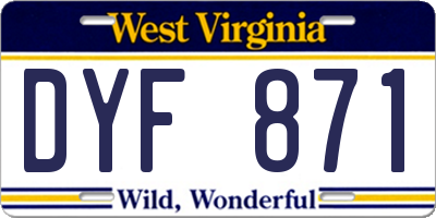 WV license plate DYF871