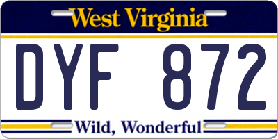 WV license plate DYF872