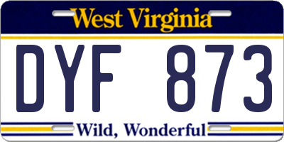 WV license plate DYF873