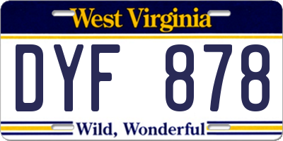 WV license plate DYF878