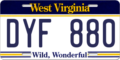 WV license plate DYF880