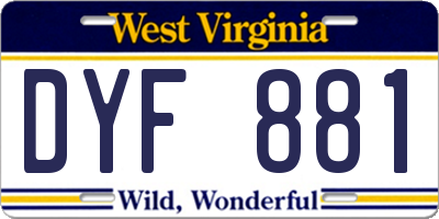 WV license plate DYF881