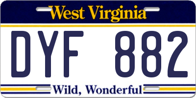 WV license plate DYF882