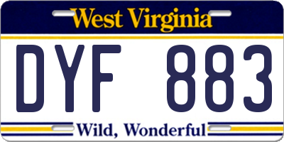 WV license plate DYF883