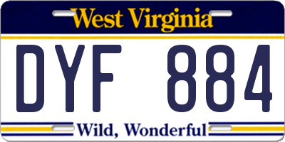 WV license plate DYF884