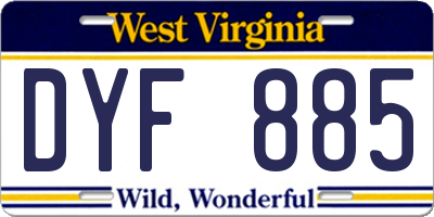 WV license plate DYF885