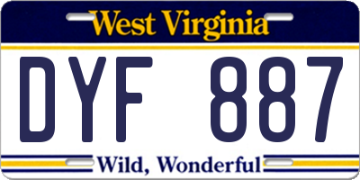 WV license plate DYF887