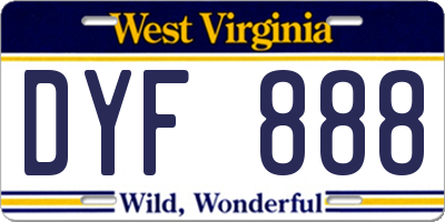 WV license plate DYF888