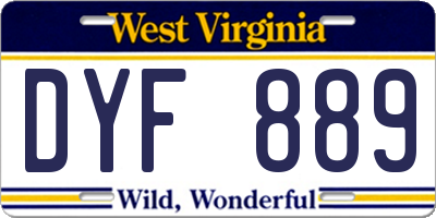 WV license plate DYF889