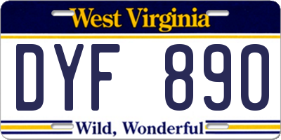 WV license plate DYF890